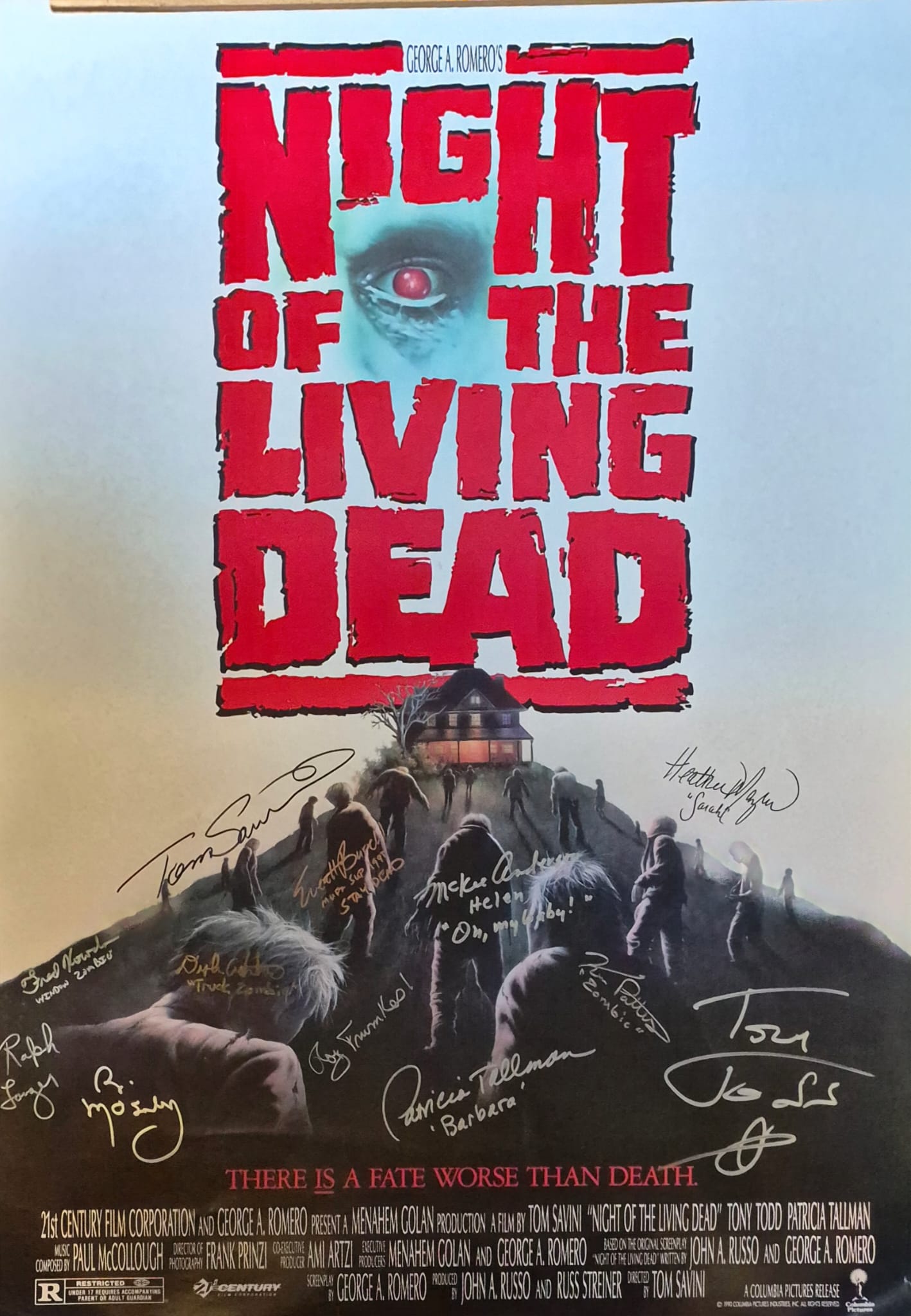 Featured image for “NIGHT OF THE LIVING DEAD TOM SAVINI 1990 REMAKE ONE SHEET POSTER CAST SIGNED”